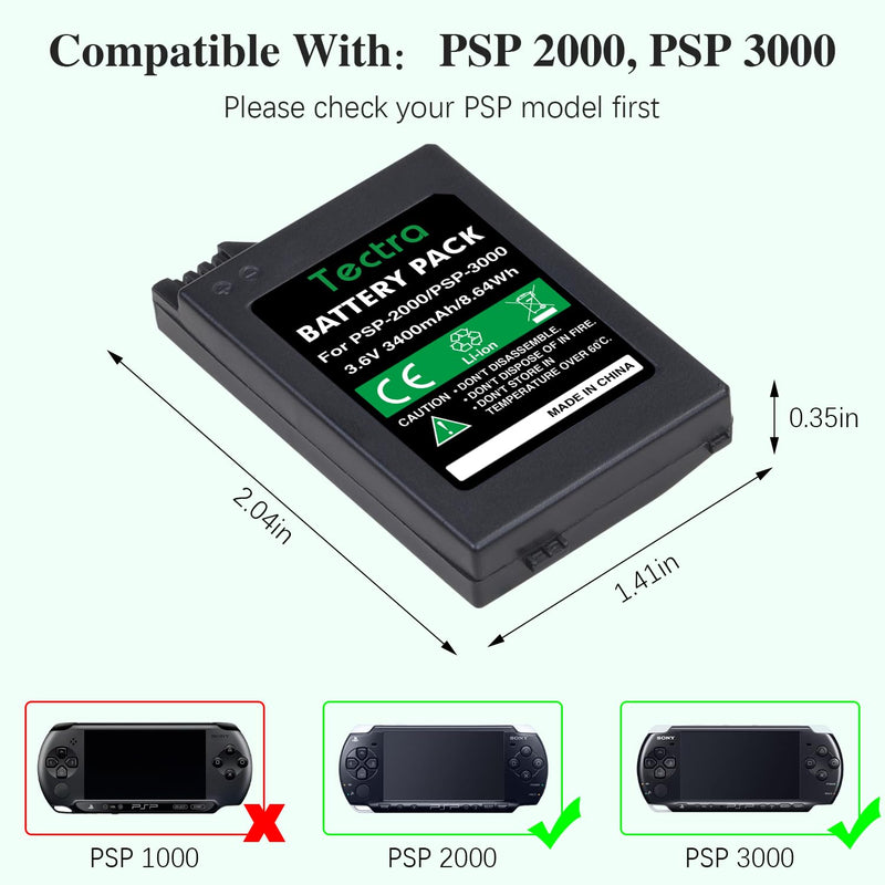 [Australia - AusPower] - 2400mAH Battery + LED USB Charger for Sony PSP 3000 / PSP Slim 2000 PSP-S110 Console, PSP-2001, PSP-3000, PSP-3001, PSP-3002, PSP-3004 1 battery + charger 
