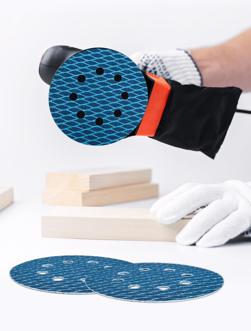 [Australia - AusPower] - Diamond Shape 125 mm Sandpaper 80 Grit, Pack of 32 5 Inch Eccentric Sanding Discs 125 mm Velcro Sanding Pads for Sander, Polishing Machine, Random Orbital Sander (Blue) 8 holes, 80 grit 