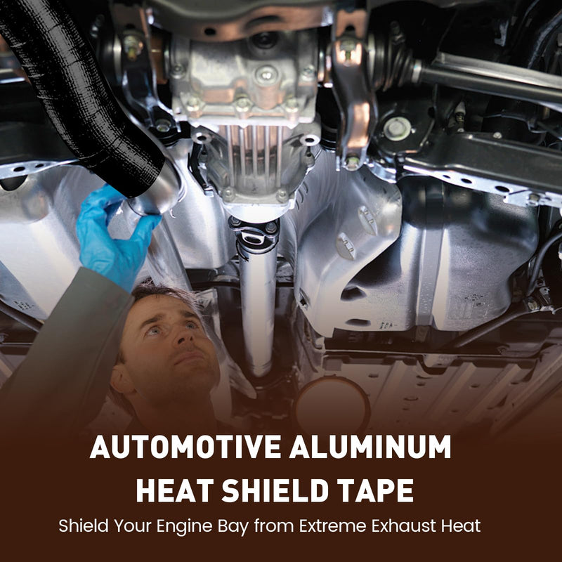 2" x 16.4' Aluminum Foil Heat Shield Tape - Reflects 95% of Radiant Heat, Heat Reflective Tape for Cars, Motorcycles, Firewalls, Air Duct, and Exhaust Systems (Black) Black 2in x 16.4ft