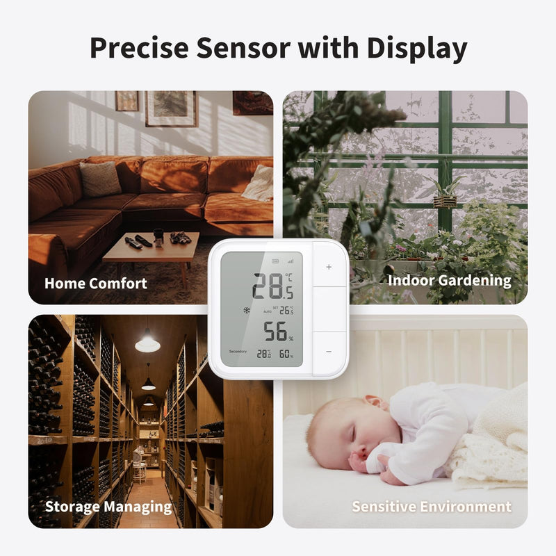 [Australia - AusPower] - Aqara Thread/Zigbee Smart Climate Sensor W100 with Aqara Temperature Humidity Sensor, Remote HVAC Control, 3 Customizable Buttons,Works with Apple Homekit, Alexa, Google 