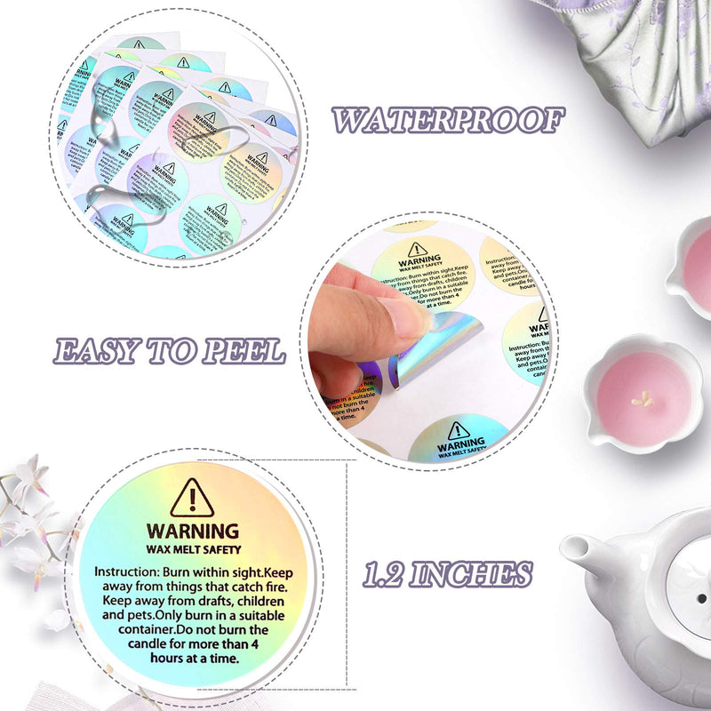 Holographic Candle Warning Labels Candle Jar Container Stickers Wax Melting Safety Stickers for Candle Jars Tins Containers Candle Making Supplies (240) 240 - NewNest Australia