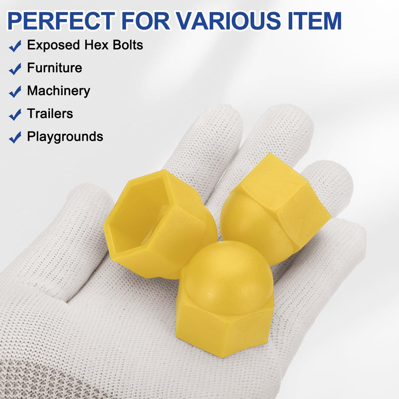 [Australia - AusPower] - PATIKIL 50 Pcs Hex Nut Cover, M18x27x32mm Nylon Screws Bolt Covers Caps Dome Acorn Hex Head Bolt Protection Cap for Screws Nut, Yellow 