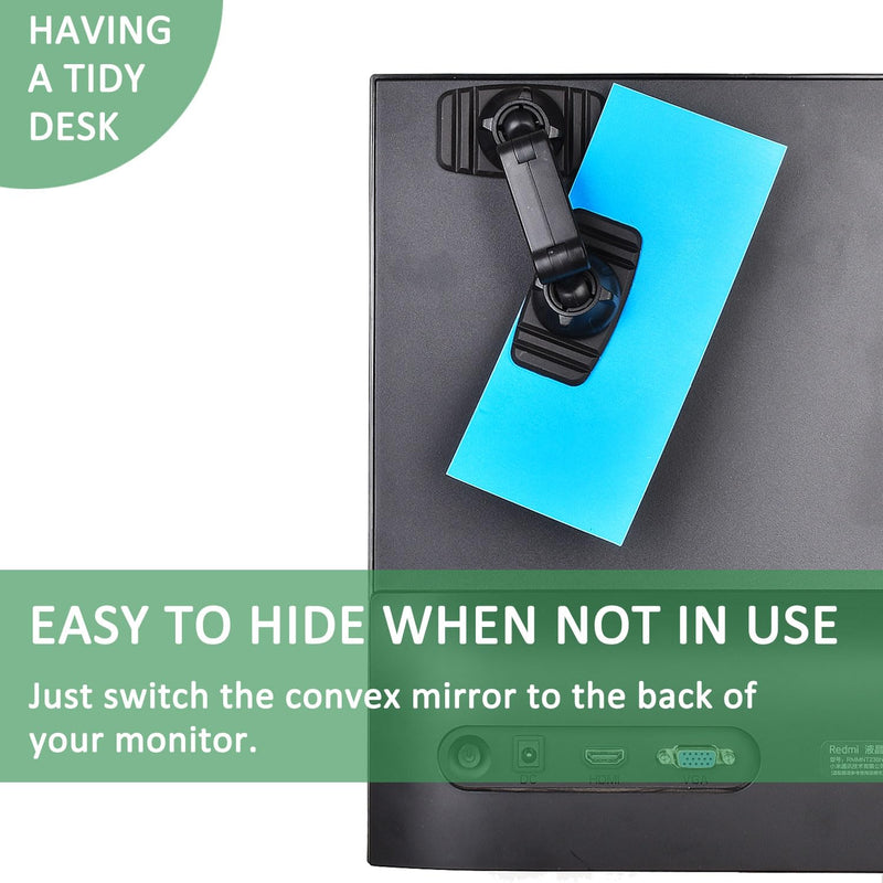 [Australia - AusPower] - Acrylic Wide Angle Rear View Mirror for Desk Computer PC Monitor, Stick-on Convex Mirror for Work Car Personal Safety and Security - 1 Pack 