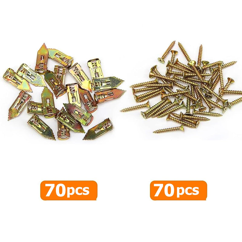 [Australia - AusPower] - 140 PCS Zinc Plated Steel Self-Drilling Anchors?Drywall Self-Drilling Anchors with Screws, Carbon Steel Hollow Wall Anchor Tapping Screw(0.47x1.18 in) 