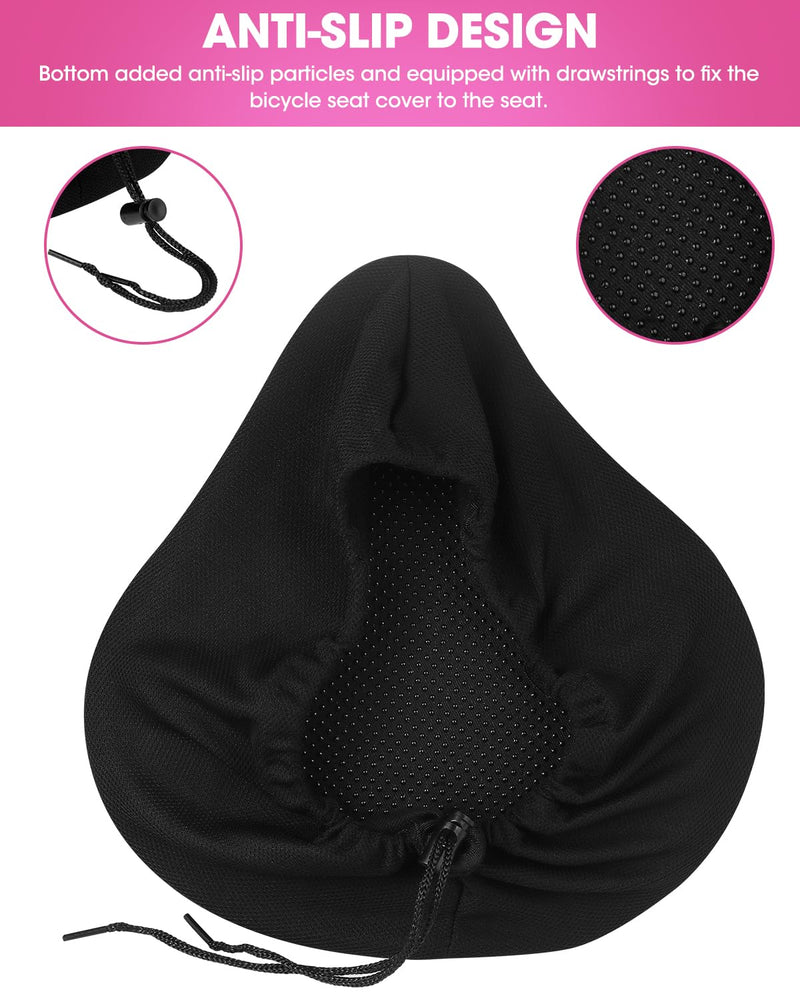 Bike Seat Cover for Men & Women Comfort, Large Bike Seat Cushion Cover, Padded Seat Cover for Bike, Soft Bicycle Seat Covers for MTB, Exercise Bikes, Indoor and Outdoor Cycling Seat Cover Pink