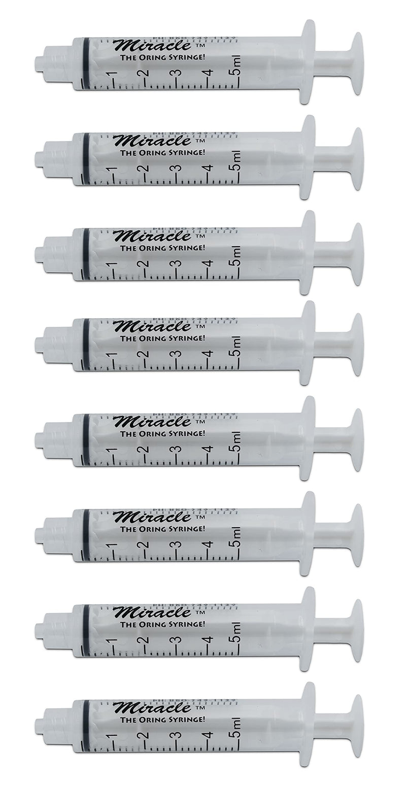[Australia - AusPower] - Miracle Oring Syringe- 5 ml Luer Lock Syringe- Package Contains 8 Individually Wrapped Sterile Oring Syringes for Handfeeding Animals, Administering Supplements, Measuring Liquids, and More 
