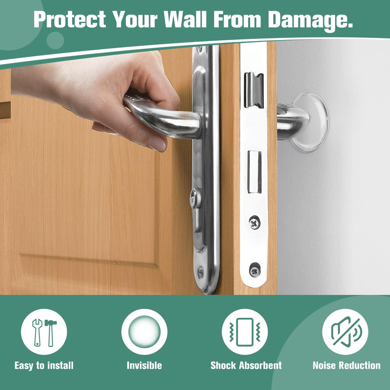 [Australia - AusPower] - Door Knob Wall Shield, 2" Clear Self Adhesive Round Soft Rubber Door Stopper Wall Protector, 6 PCS Reusable Solution for Stopping Wall Damage & Noise from Doors, Refrigerators (Round 2" 6 PCS, Clear) Round 2" 6 PCS 