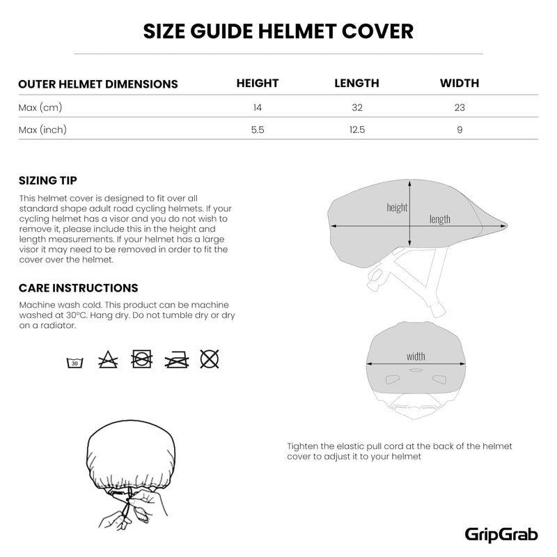 GripGrab Bicycle Helmet Cover Waterproof High Visibility Reflective Cycling Rain Cover Rainproof Windproof Adjustable Black One Size