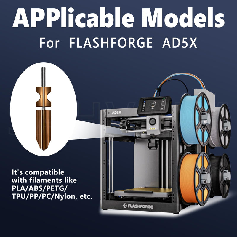 Original Upgraded 0.25/0.4/0.6mm Integrated Adventurer 5X Nozzle for Flashforge AD5X 3D Printer Extruder Hotend Heating Block Part,Fast Installation Print Head,Balanced Speed & Precision,Rapid Heating