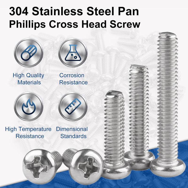 [Australia - AusPower] - MroMax M2.5 x 6mm Machine Screws Pan Phillips Cross Head Screw 304 Stainless Steel Fasteners Bolts Silver Gray 100Pcs 100 