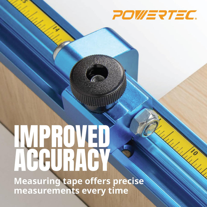 [Australia - AusPower] - POWERTEC 4' Measuring Tape with Adhesive Backing & Insert w/Scale Kit, Table Saw & Miter Saw Accessories, Left to Right Imperial Tape Measure for T Track, Woodworking Tools & Jigs (71331) 