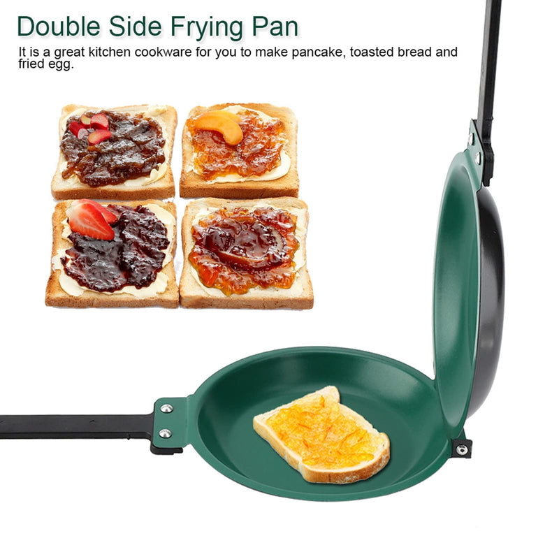 Double Side Pan, Haofy Double Side Pancake Griddle Molds Non-stick Ceramic Coating Flip Frying Pan Pancake Maker Household Kitchen Cookware (Green)