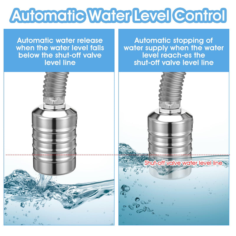 [Australia - AusPower] - 2 Pack Water Float Valve 1/2" to 3/4'' Auto Shut off Water Tank Float Valve 304 Stainless Steel Fully Automatic Level Control for Pool, Livestock Troughs 