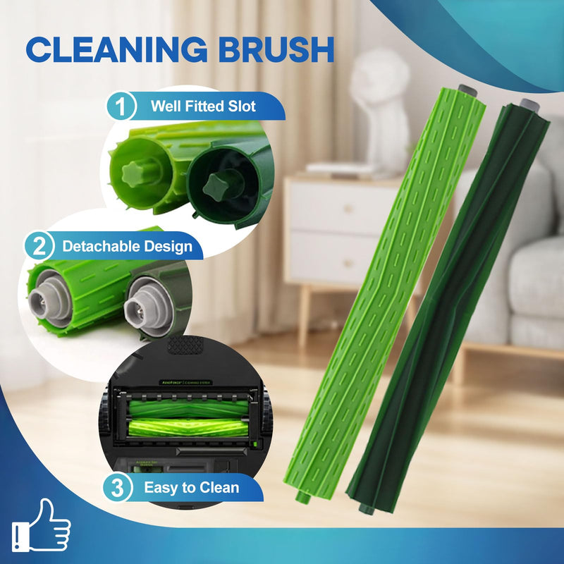 [Australia - AusPower] - 16 Pack Replacement Parts For iRobot Roomba s9 (9150) s9+ s9 Plus (9550) s Series Vacuum Cleaner, 2 Set Rubber Brushes,6 Side Brushes,6 HEPA Filters,2 Tools 2+6+6 