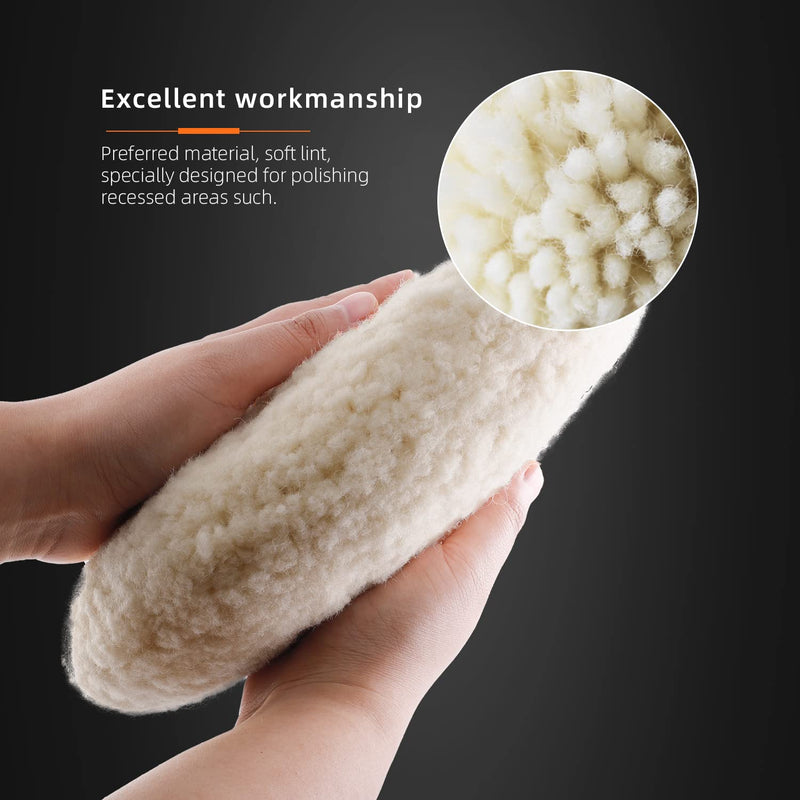 [Australia - AusPower] - SPTA 8" (200mm) Wool Buffing Pad, Double Side 100% Natural Wool Pad with 5/8-11 Thread for 2-Sided Compound Cutting and Polishing for Automotive, Marine and Epoxies 8 Inch 