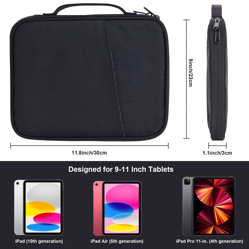 [Australia - AusPower] - 9-11 Inch iPad Carrying Case, Padded Protective Travel Tablet Sleeve Bag for iPad Pro 11, iPad 10.9 (10th Gen), iPad Air (5/4th Gen), Galaxy Tab S9/S8 (Black-11) Black11 9-11 