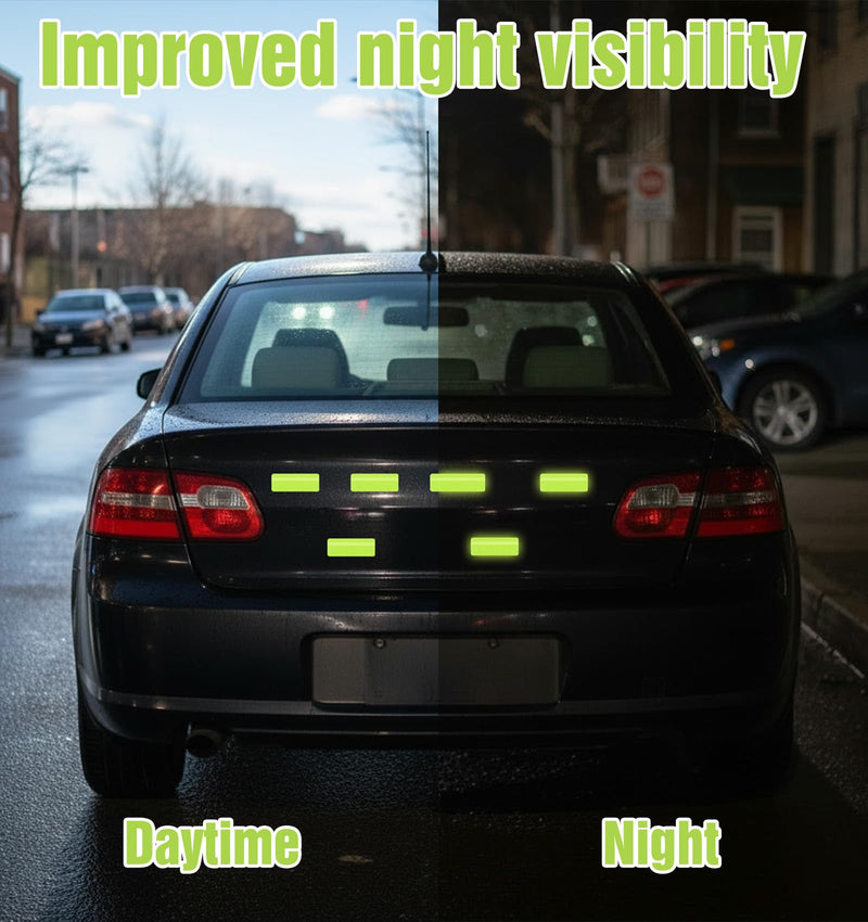 100 Pcs Reflective Stickers, Reflective Stickers Outdoor Waterproof Self-Adhesive Stick on Green Reflectors Sticker for Bike Helmet Car Motorcycle Night Riding, Fluorescent Green 1.18" X 3.15"