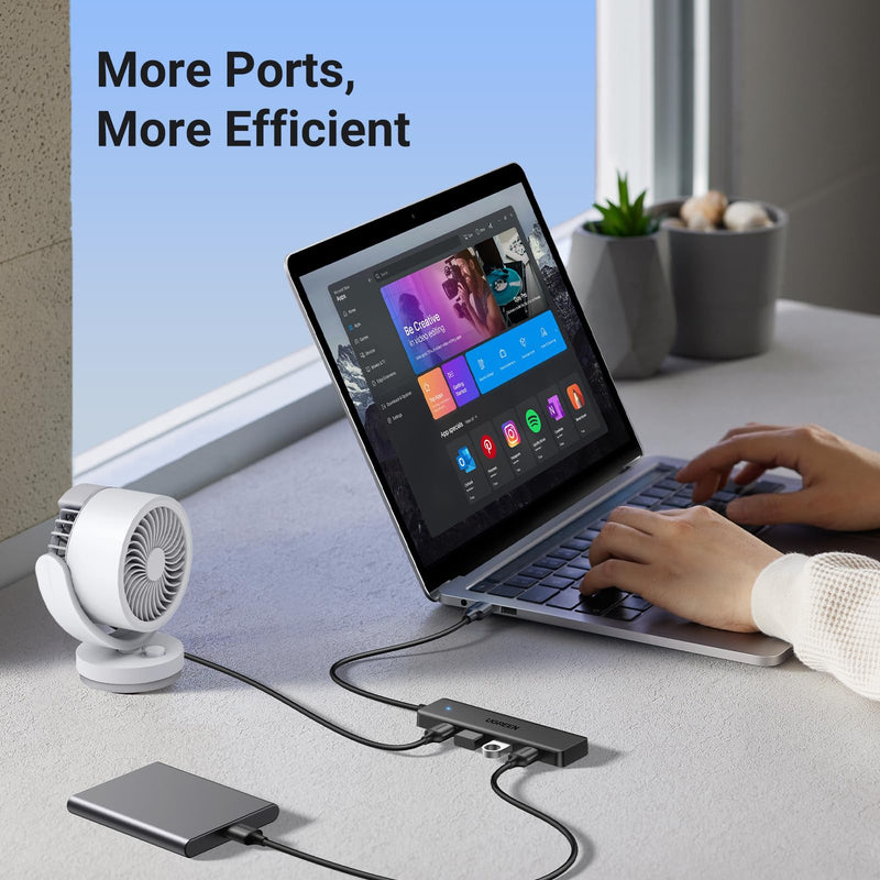[Australia - AusPower] - UGREEN USB 3.0 Hub, 4 Ports USB A Splitter Ultra-Slim USB Expander for Mouse, Keyboard, Flash Drive, U Disk, Printer Compatible with Laptop, Desktop PC, Xbox, PS5, and More 0.5 ft 