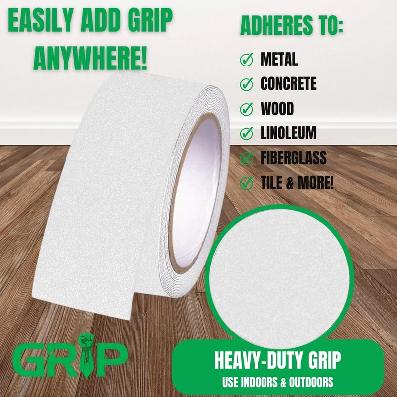GRIP Anti Slip Tape - 80 Grit High Traction Non-Slip Tape for Stairs, Ramps, Floors, Indoor/Outdoor Use, Easy Cut & Apply, Durable for Heavy Traffic Areas (4" x 34') 4" x 34' White 1