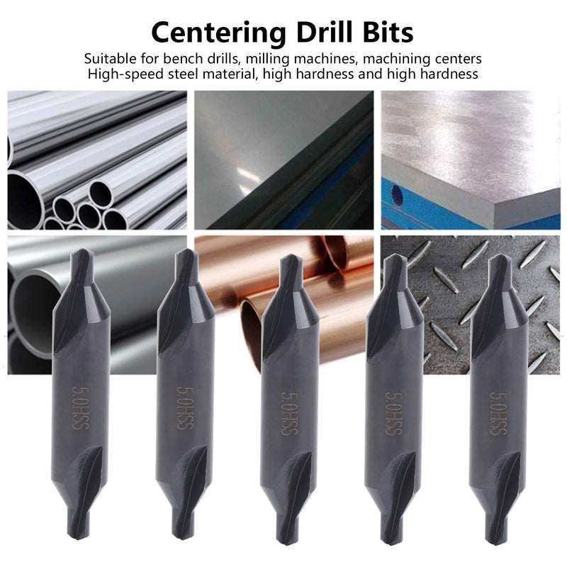 [Australia - AusPower] - 5 x 5 mm High-Speed Steel Centre Drill, Drilling Tool, Centring Drill, Special Machining Centre, All-Ground Spiral Positioning Centre Drill, Centre Drill 