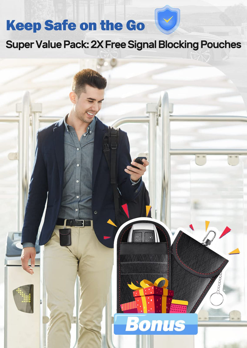 [Australia - AusPower] - Samfolk Faraday Box & 2 Pack Faraday Bag, Faraday Cage Key Fob Protector, RFID Signal Blocking Box Faraday Key Fob Protector Anti Theft Faraday Pouch for Car Keys Keyless Entry Car Key Protector L Charcoal Black 