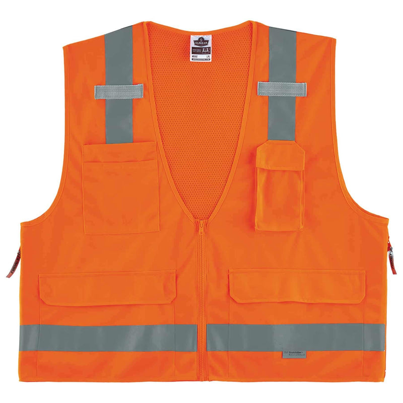 Ergodyne GloWear 8250Z ANSI Orange Surveyors Reflective Safety Vest with Back Pocket, 4XL/5XL 4X-Large-5X-Large