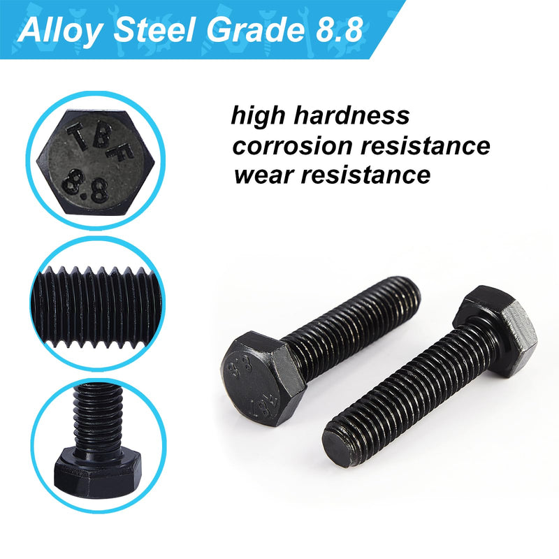 [Australia - AusPower] - M10 x 55mm Hex Head Screw Bolt, Alloy Steel Grade 8.8, Black Oxide Finish, Full Thread, Hexagon Head Bolts, Quantity 10 M10 x 55mm(10PCS) 