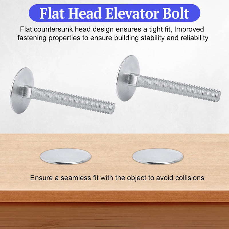 [Australia - AusPower] - 1/4-20 x 2 Elevator Bolts, Zinc Plated Flat Head Elevator Bolts for Roll-Up Doors, Garage Hardware & Industrial Fasteners, Part #01497323964-20 Piece 