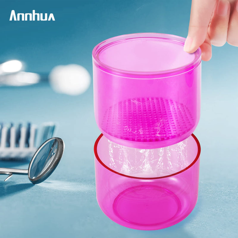 Annhua Dental Bur Holder Cleaner Burs Soak Box with Strainer for Burs Cleaning, Soaking - Red