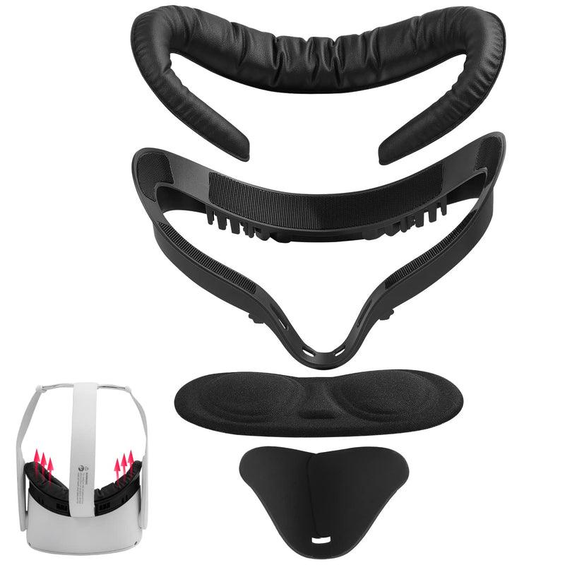 [Australia - AusPower] - VR Facial Interface and Foam Replacement Set for Oculus Meta Quest 2 | Removable Facial Interface Frame & Foam Face Covers Replacement & Anti-Leakage Nose Pad & Lens Cover Set1 1Pad 