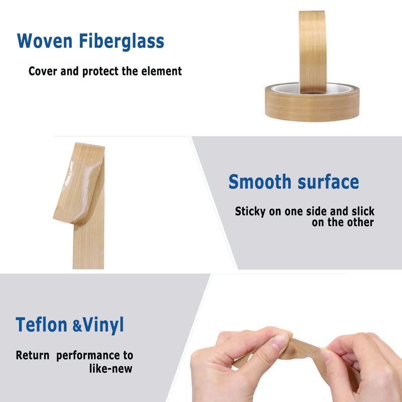 [Australia - AusPower] - High Temperature Teflon Tape 1 inch x 33 feet PTFE Adhesive Teflon Tape - Fits Weston,FoodSaver, Seal A Meal, Cabellas Vacuum 