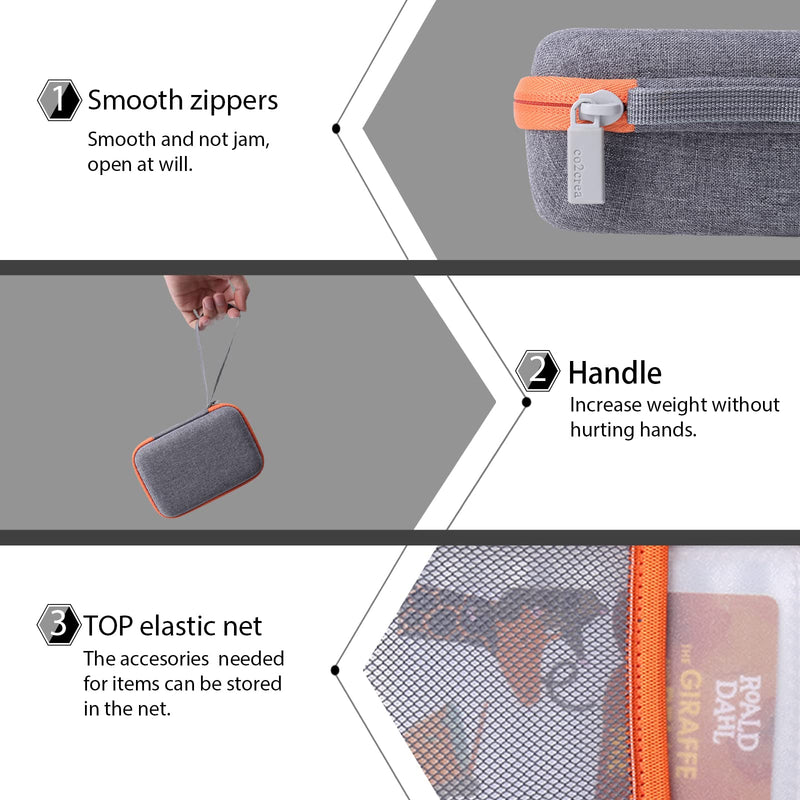 [Australia - AusPower] - co2CREA Hard Case Compatible with Yoto Mini Kids Audio Music Player Children Speaker Plays Audiobook Cards Radio and Card Case Hold up to Yoto 36 Cards Grey Case and Orange Zipper 