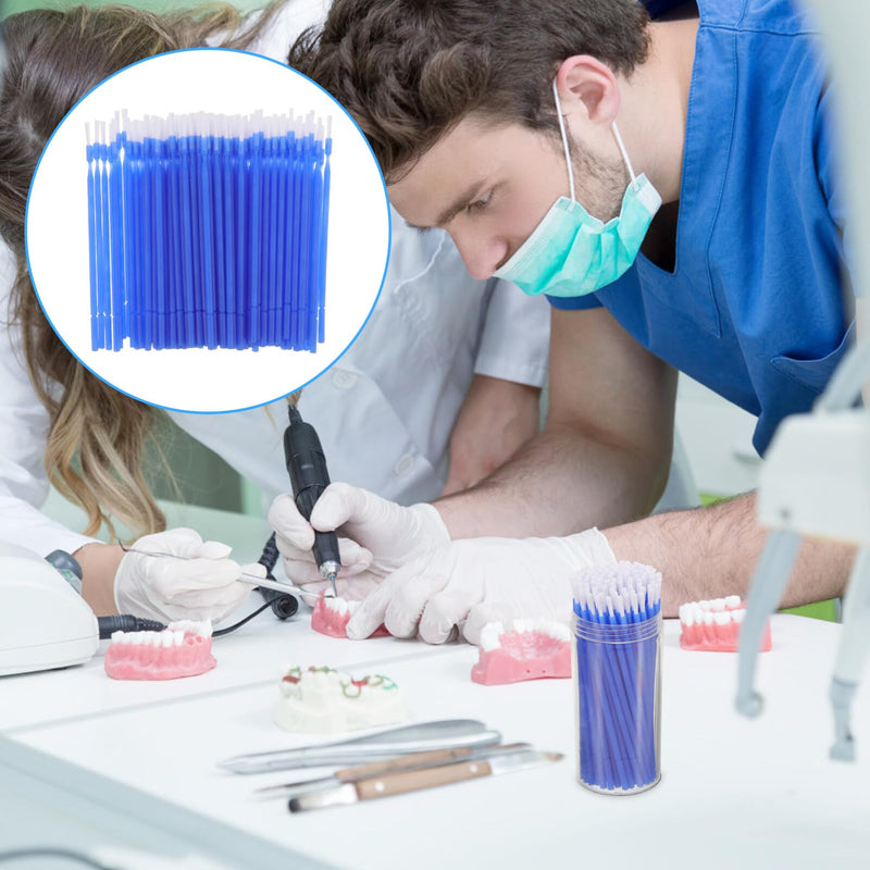 [Australia - AusPower] - 100 Pcs Small Applicator Brush Set - Blue - Bendable Nylon 