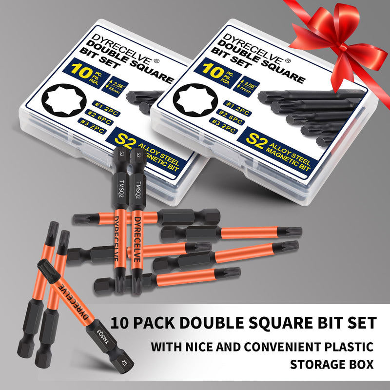 [Australia - AusPower] - 10-Pack 8 Point Star Bit - Professional 8 Point Torx Bit (Magnetic Heads & Hex Shank) - Double Square Bit Set Made of Premium S2 Alloy Steel - 8 Point Star Bit for Trailer - Sizes #1, 2 and #3 Blue 