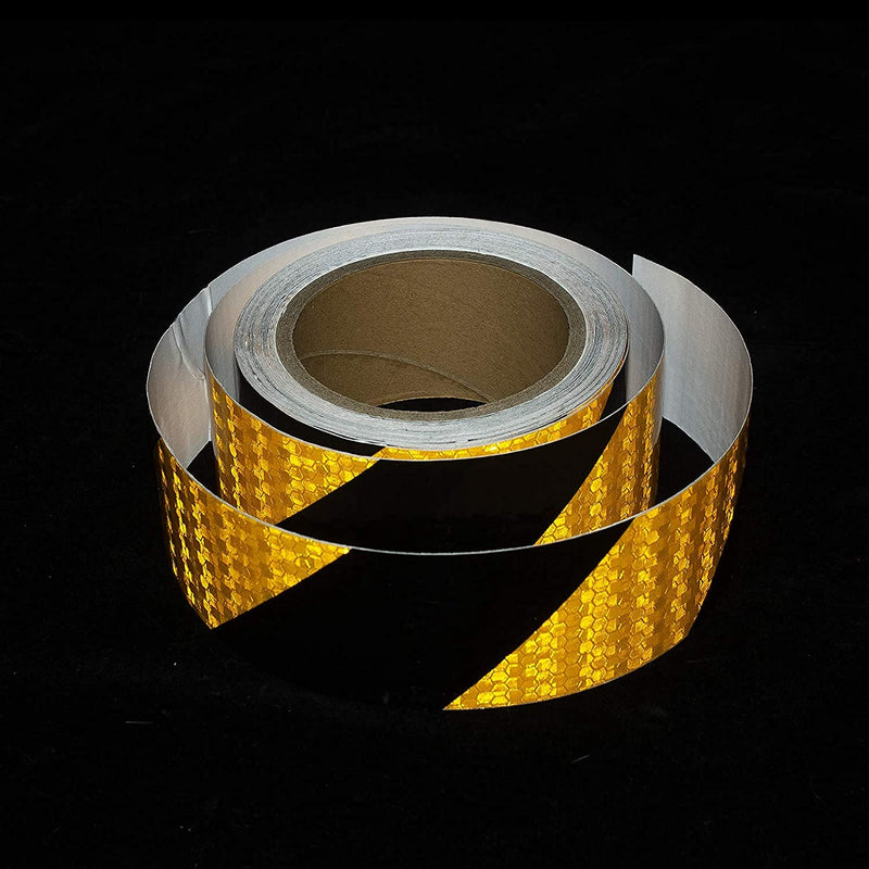 Reflective Tape, Waterproof Self Adhesive Dot Reflective Tape Outdoor Safety Caution Reflector for Trailers, Bikes, Cars（Black Yellow, 4 Inch x 32.8 Feet） Black Yellow
