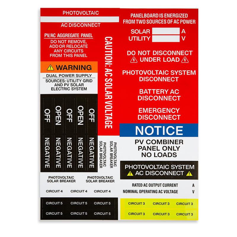 88 Pcs Photovoltaic Solar System Installer Micro Inverter Label Kit, UV Resistant Solar Stickers, Electrical Panel Safety Labels, Solar PV Warning Pack, Durable & Waterproof for Solar Installers