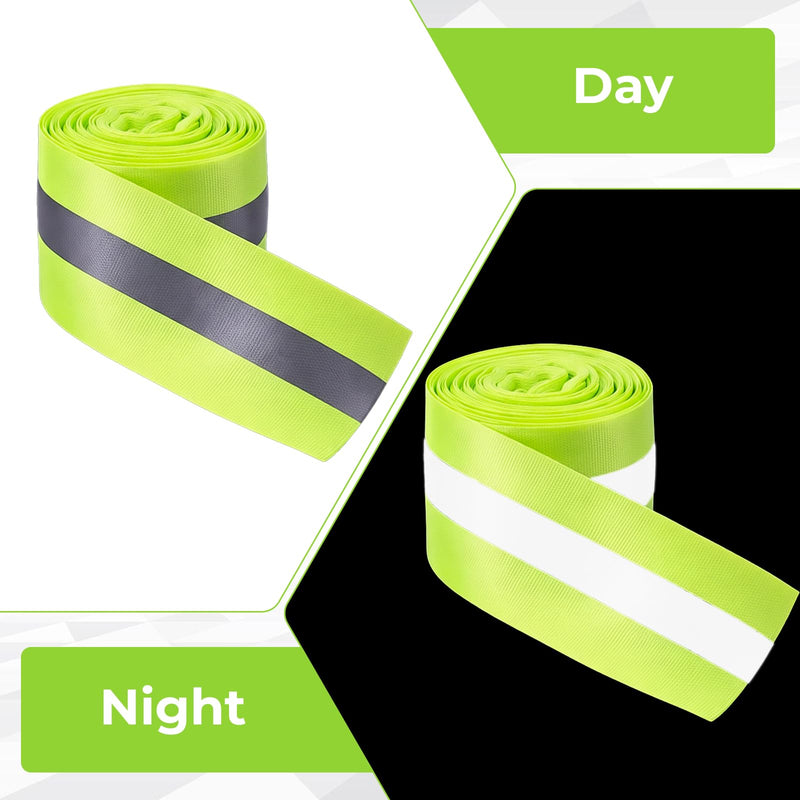 Reflective Tape Strip Sew On 2'' x 33ft High Visibility Fluorescent Tape with 2 cm Width Silver Reflective Ribbon Safety Warning Webbing for Raincoats, Clothing, Bags, Cycling (Fluorescent Green)