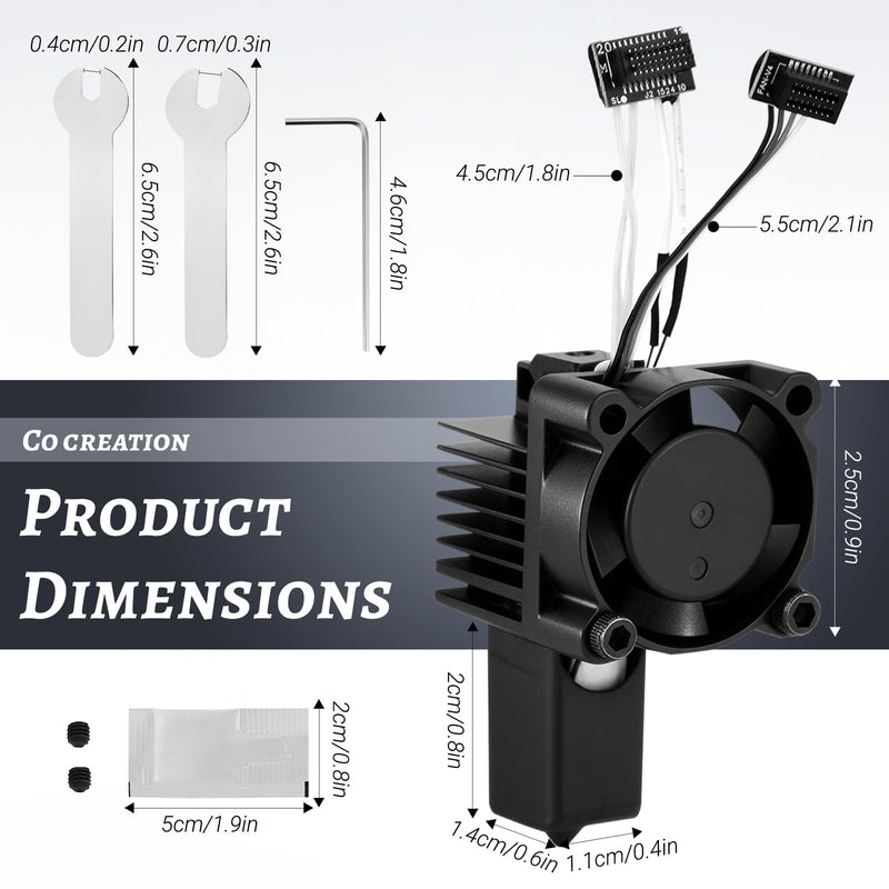 P1P P1S Hotend Complete Kit, Complete Assembly for Bamboo Lab P1 Series 3D Printer, 0.4 mm Hardened-Steel Nozzle, Ceramic Heater, Thermistor, Fan and 3D Printers Extruder Heating Block Replacement P1 series Hotend 0.4mm