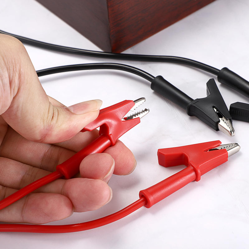 [Australia - AusPower] - Sumnacon Dual Ended Crocodile Alligator Clips, 15A Test Lead Wire Cable with Insulators Clips, 2Pcs 6.6 Ft/2M Test Flexible Cable with Protective Jack Copper Clamps for Electrical Testing 2 m 