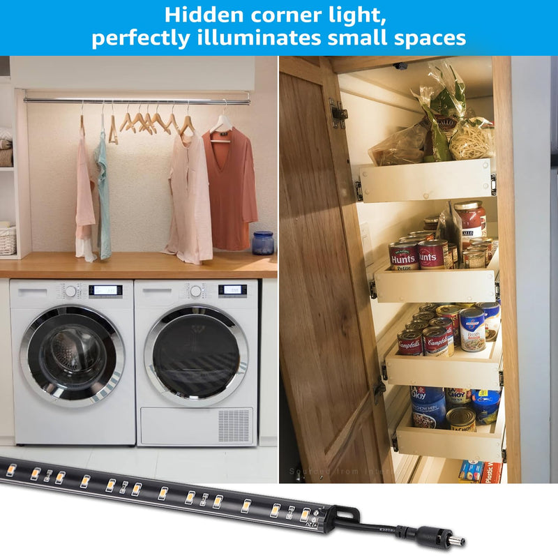 TORCHSTAR LED Safe Lighting Kit, (6) 12 Inch Linkable Light Bars + Motion Sensor + UL Power Adapter, 900LM, Input 100-240V, for Under Cabinet Gun Safe Locker Closet Showcase, 3000K Warm White Warm White (3000K)