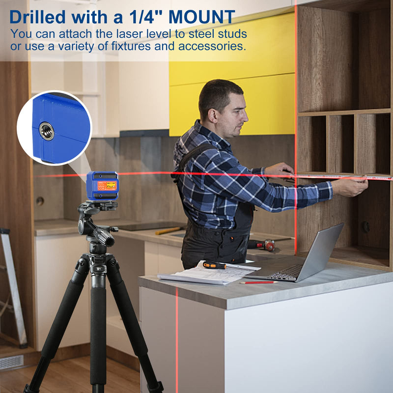 Laser Level 33-50 Feet Self-Leveling Line Lasers with Horizontal & Vertical Line Cross-Line Laser, SORAKO Line Laser Level Tool for Construction, Laser Class II (Batteries Included)