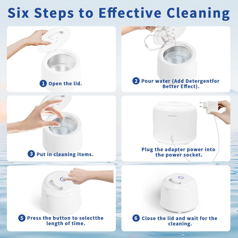 DK SONIC 200ML Ultrasonic Cleaner,24W Household Ultrasonic Cleaner with Degas Modes and One-Touch Operation for Cleaning Jewelry,Coins