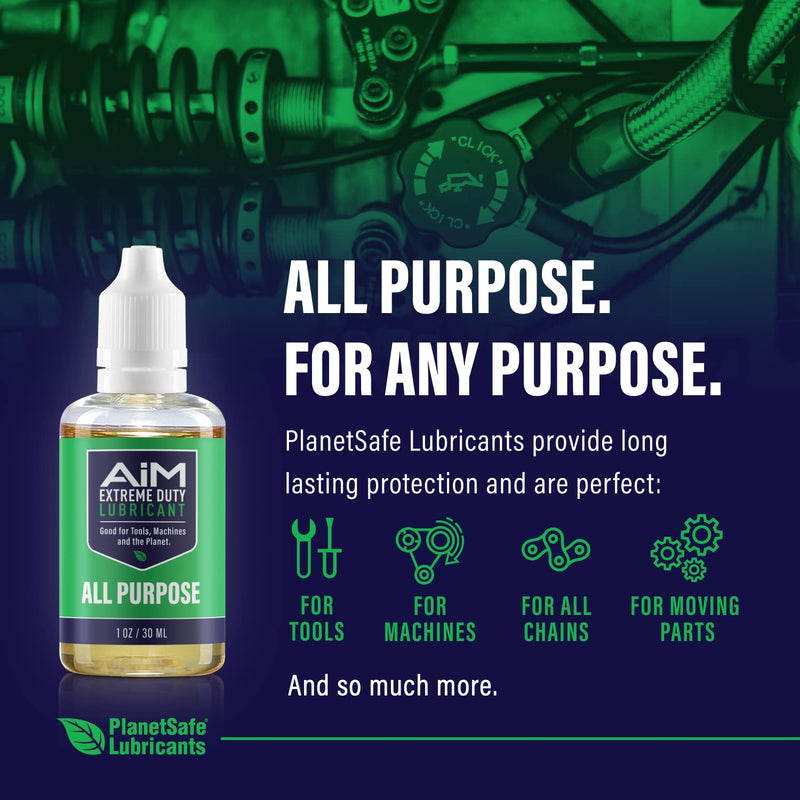 [Australia - AusPower] - PlanetSafe AIM Extreme Duty Lubricant - All-Purpose Industrial Lubricant - The World's Greatest, Safest, Hardest-Working Lubricant - Non-Toxic, Odorless, 1oz - Penetrates, Cleans, Protects AiM | 1oz | All Purpose 
