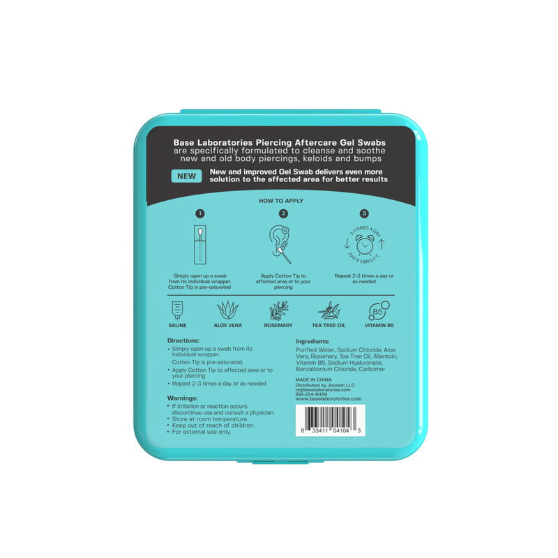 Base Labs Anti-Celoid Swab Piercing Care | Swab for Wound Disinfection of Piercings | Gentle Sterile Saline Solution for Wound Care of Ear, Nose, Navel and Body Piercings | 40 Swabs 40 Zählung