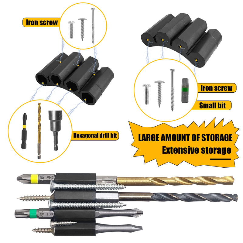 [Australia - AusPower] - 2 Pack Upgraded Magnetic Bits Holster Attach to Drill,Universal Fit 1/4 Inch Magnet Screw Driver Bits Hex Screw Holder Sleeve for Impact Driver,Hold 4 Drill Tips on Side of Drill Clear Tape 