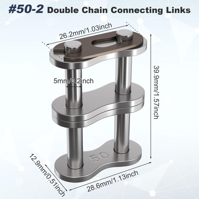 [Australia - AusPower] - 3pcs #50-2 Double Strand Roller Chain Master Link, Adjustable Carbon Steel Connector Link 3pcs 