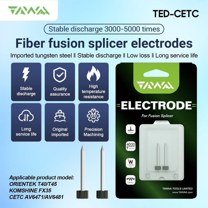 [Australia - AusPower] - Fiber Fusion Splicer Electrode Rod, Replacement Fusion Splicer Electrodes for Orientek T45, Komshine FX37 Electrodes for Automatic Intelligent Optical Fiber Electrodes Suit 
