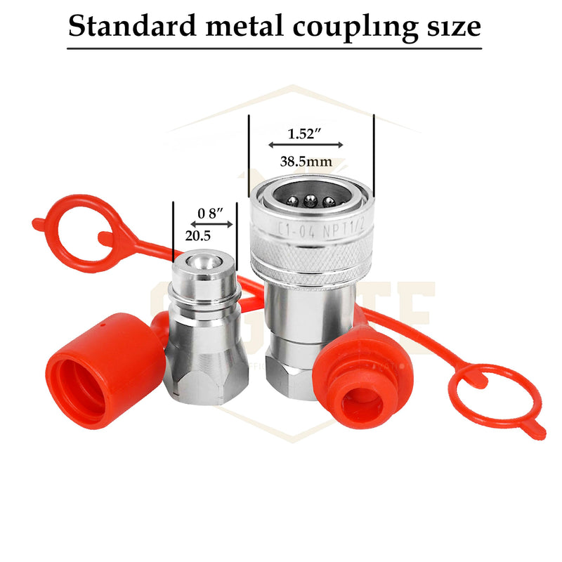 [Australia - AusPower] - (6 Set) 1/2 ISO A Tractor Hydraulic Hose Caps and Plugs Couplers Male Dust Cap and Female Plug Cover, Quick Disconnects Port Plug Fitting with Retention Ring Keeps Cap Attached to Hose (6 Colors) 