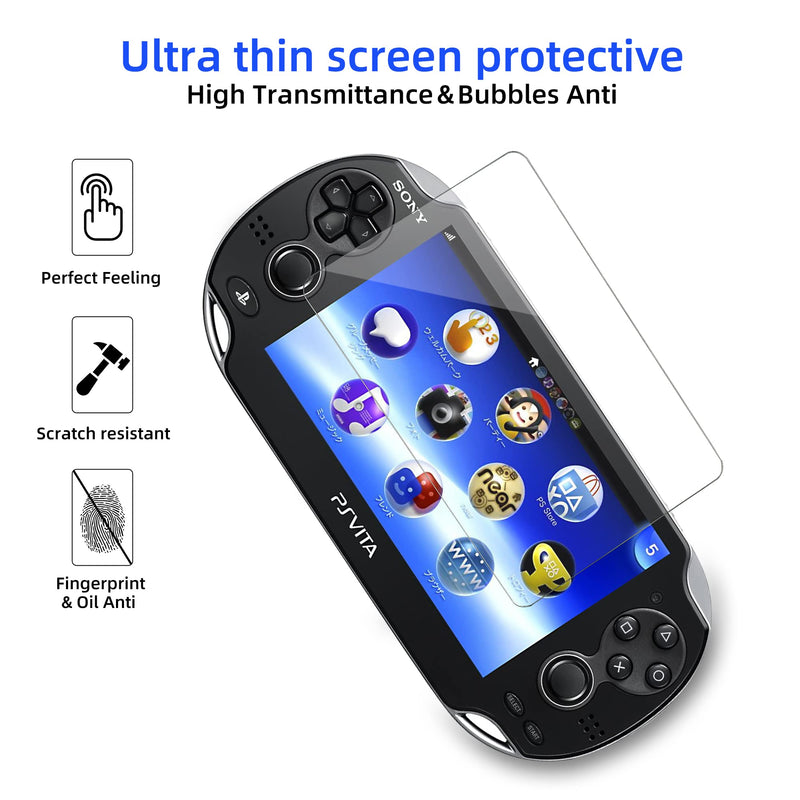 [Australia - AusPower] - Xahpower PS Vita 1000 Screen Protector, 9H Tempered Glass Front Screen Protector and HD Clear PET Back Screen Protective Film for Sony PlayStation Vita 1000 