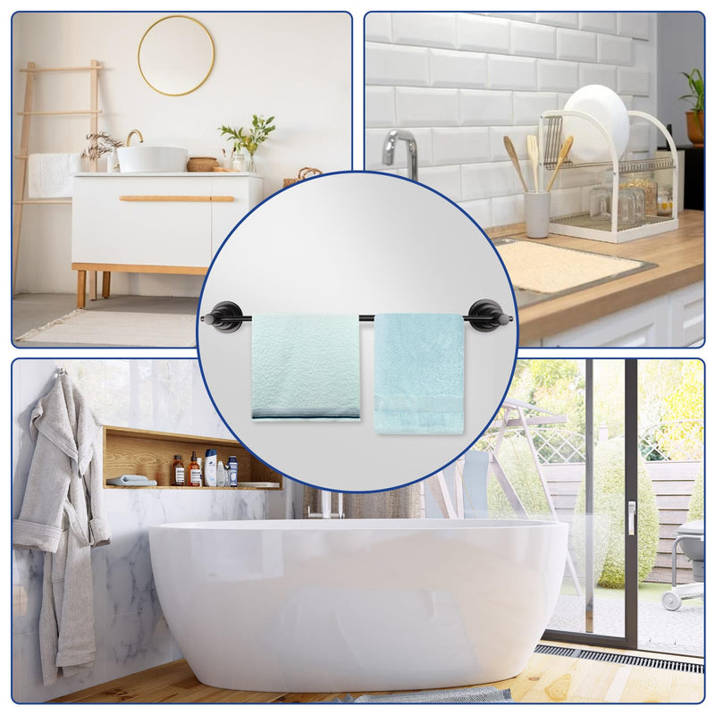 SLIIMU Suction Cup Towel Bar for Shower with 5 Hooks, 17-28 Inch Adjustable Long Bathroom Wall Washcloth Rack,Extendable Glass Shower Door Suction Rag Holder,Towel Rod for Bath Kitchen (Black) Black